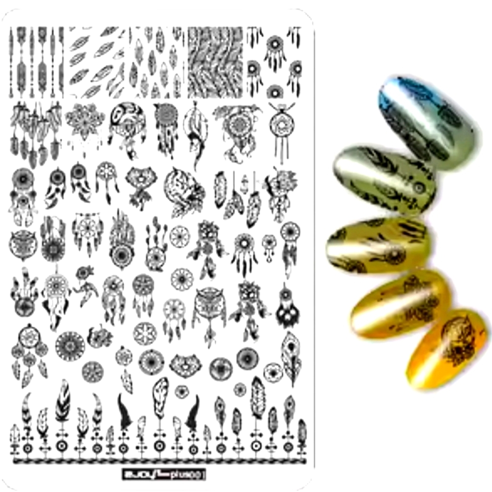 *FWP! Nail Art Stamping Plate w Boho Feather/Dreamcatcher Designs- NEW